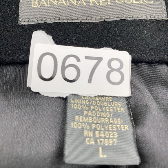 Banana Republic Pea Coat Mens Large Black Wool Cashmere Button Career Formal - Picture 10 of 10